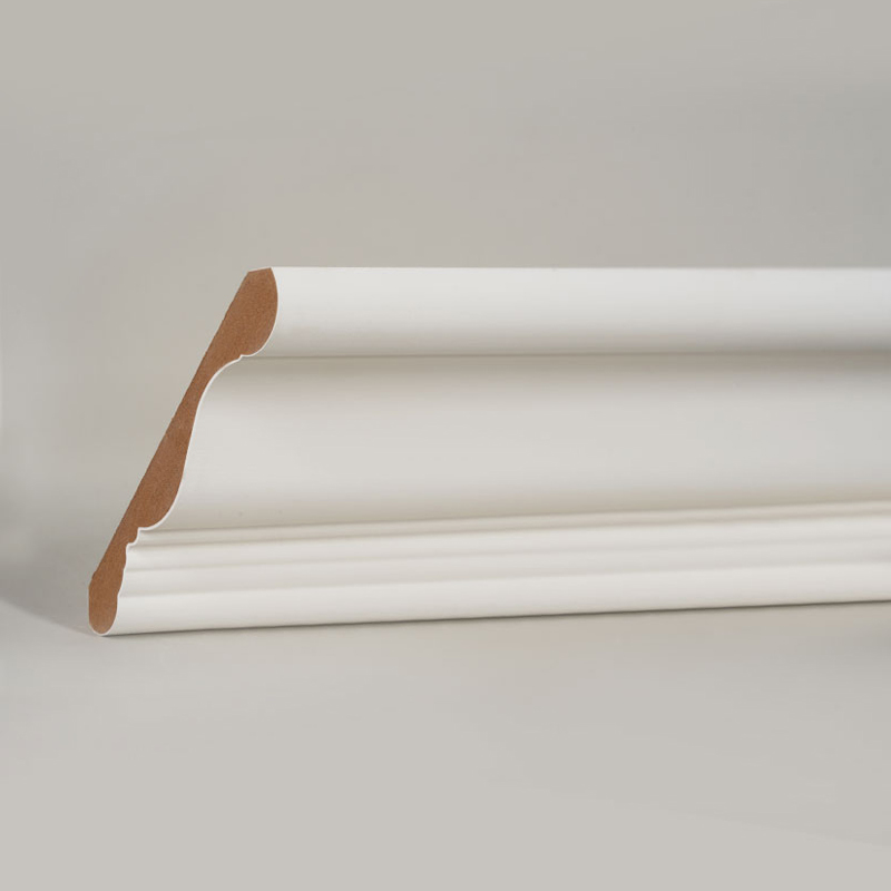Crown moulding top corner profile installed at ceiling wall junction