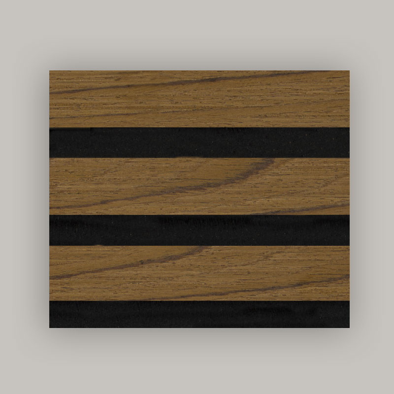 Zidna rešetka/akustična zidna ploča (3-strano izrađeni drveni furnir omotan) - boja zrna drveta 2400/2700 mm x 600 mm