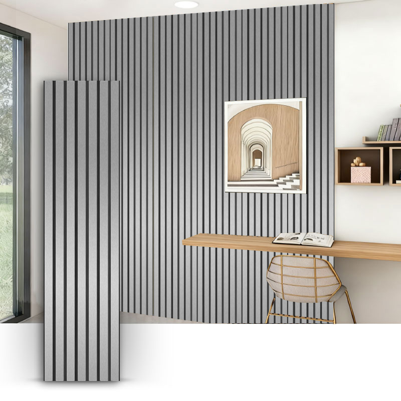 Rešetkasti zid/akustični zidni panel (3-strani PVC omotan) - metalik brušena boja 2400/2700 mm x 600 mm