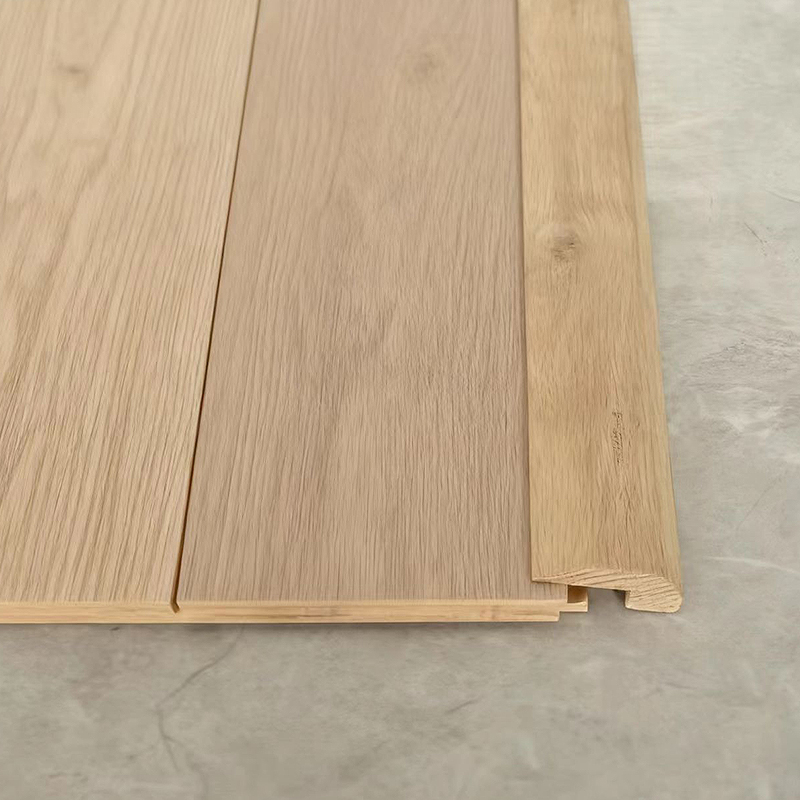 L-lajsna od cijelih trupaca bijelog hrasta (nedovršena boja) - prirodna boja hrasta 3/8'x1 31/32'